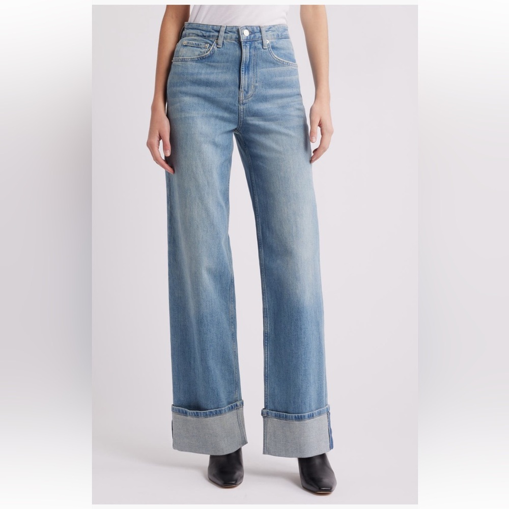 NWOT Rails Getty Wide Leg Cuffed Jeans in Baltic Sea 27